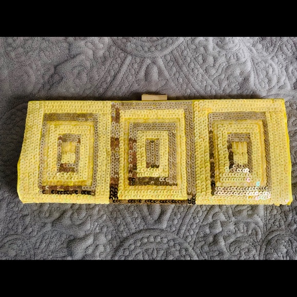 Yellow Sequin clutch! Carried once! - Picture 2 of 4